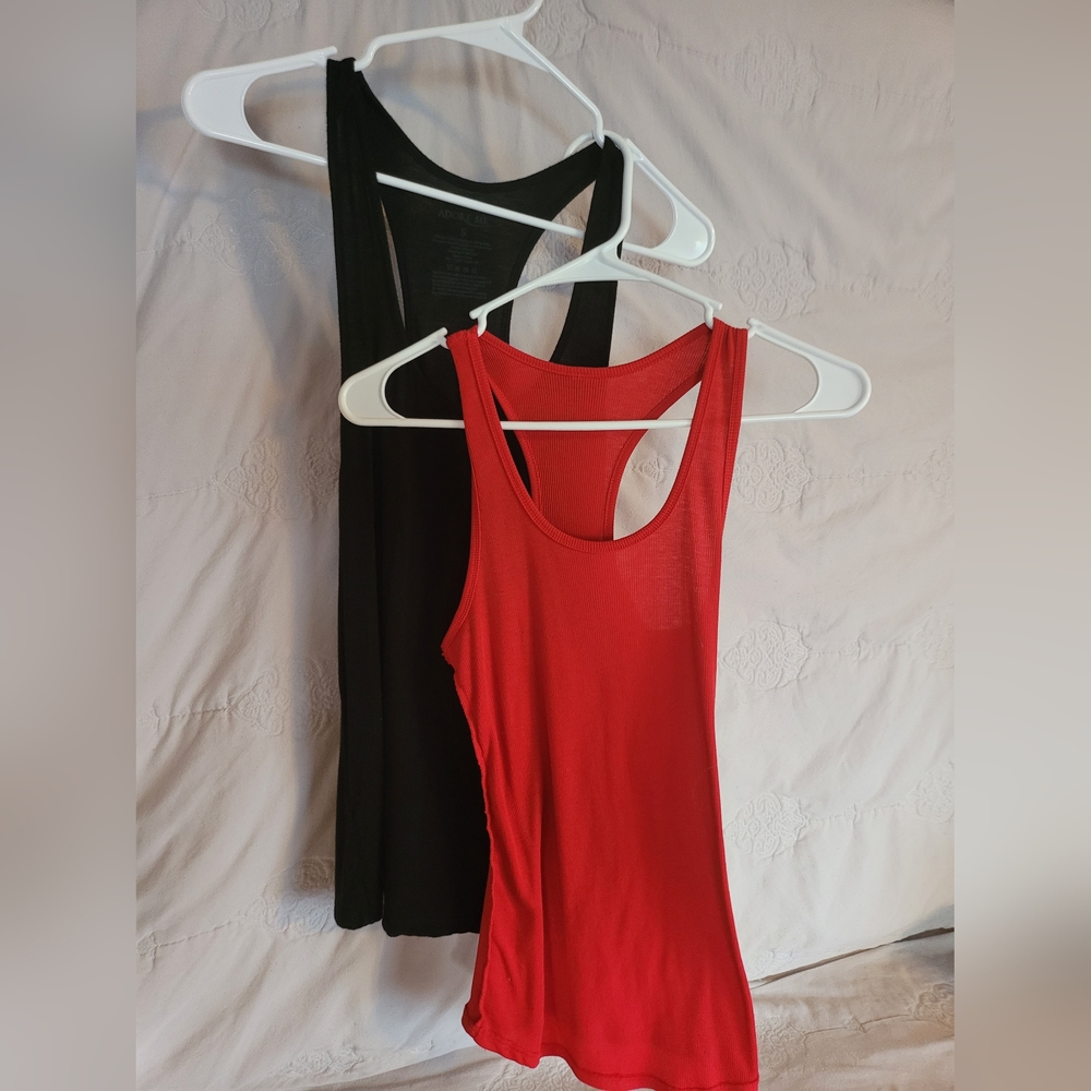 Adore Me 2 pieces tank tops black and red size S